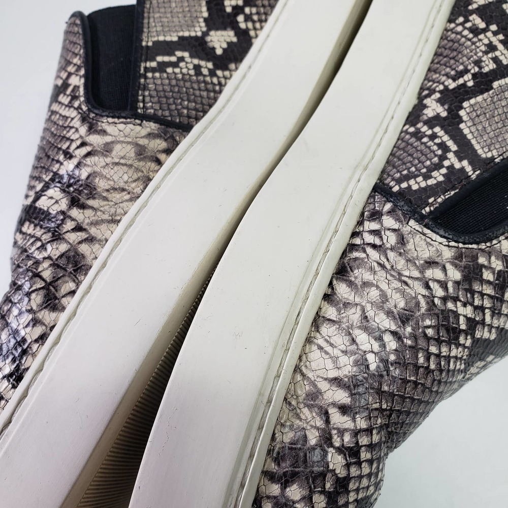 Vince Garvey Slip On Leather Snake Print Shoes Women's 9.5 Black Grey Ivory - Picture 9 of 12